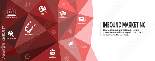 Digital Inbound Marketing Web Banner with Vector Icons with CTA, Growth, SEO, etc