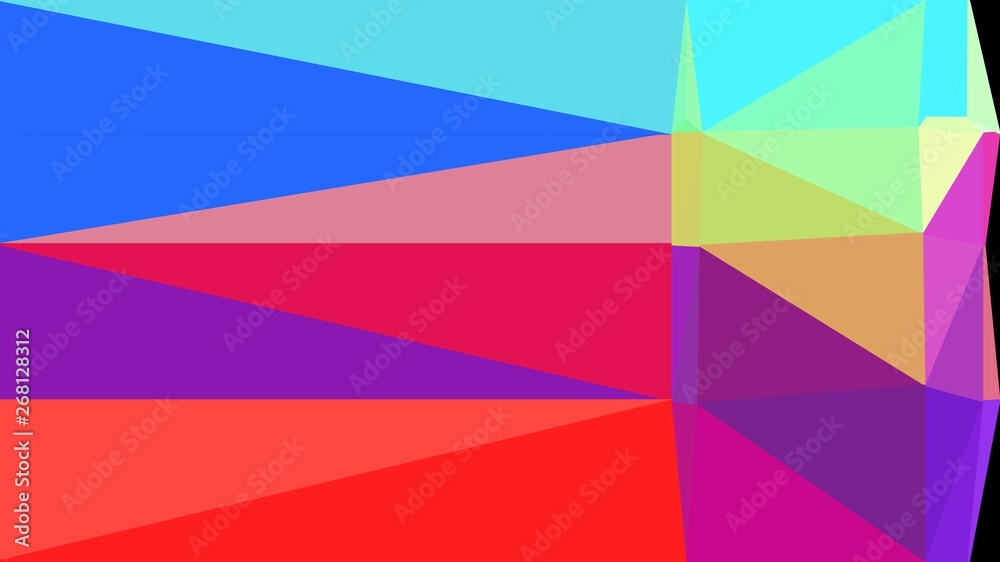 minimalistic triangle geometric background with moderate pink, dodger blue and light green colors for poster, cards, wallpaper or background texture