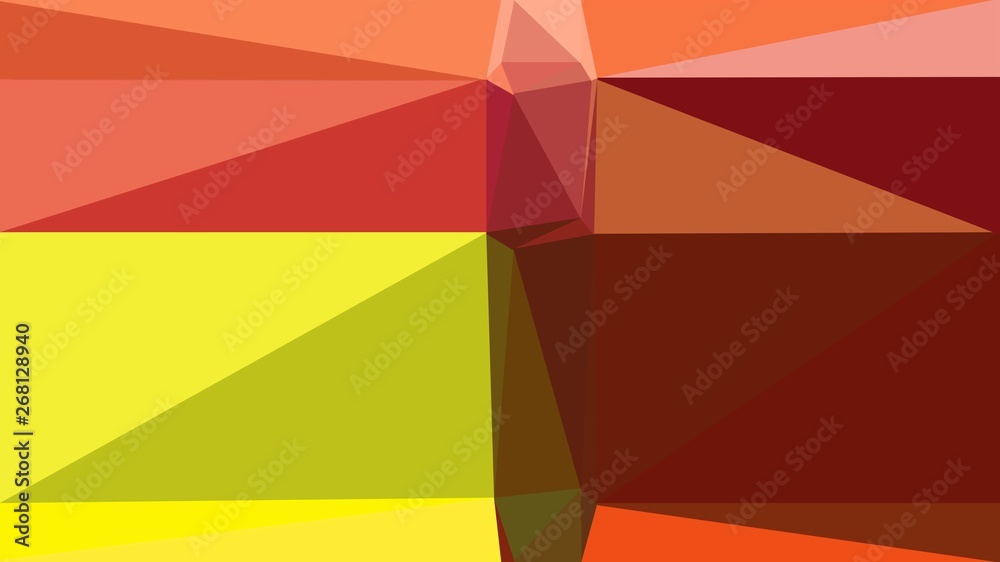 minimalistic triangle geometric background with coffee, dark red and gold colors for poster, cards, wallpaper or background texture