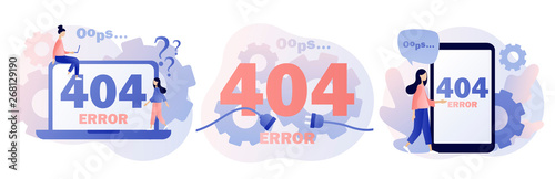 Concept 404 Error Page. Flat style. Vector illustration