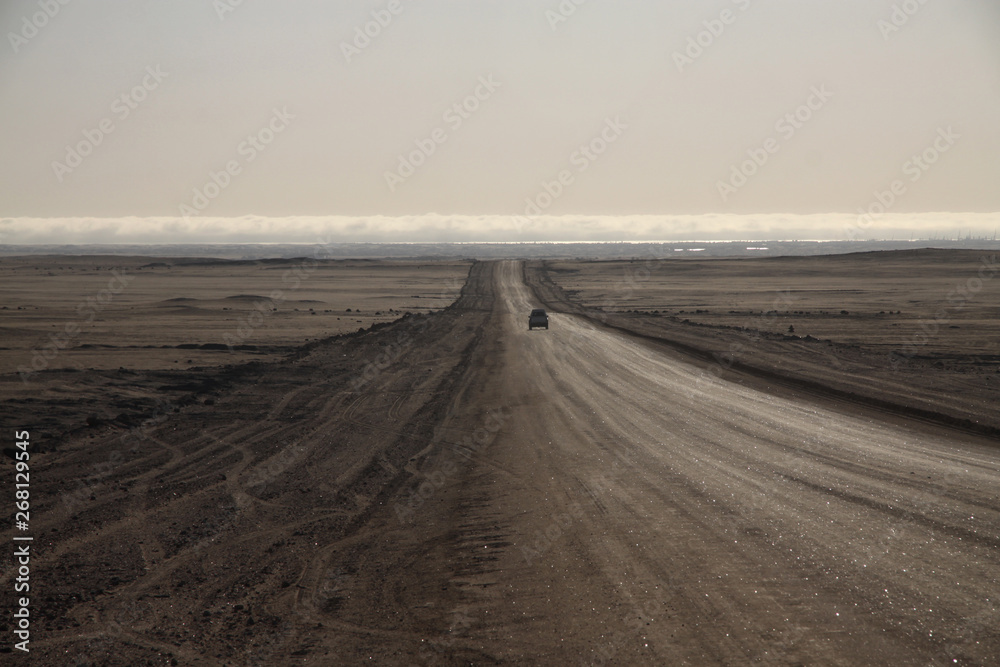 samotny samochód na bezkresnej trasie w argentynie - obrazy, fototapety, plakaty 