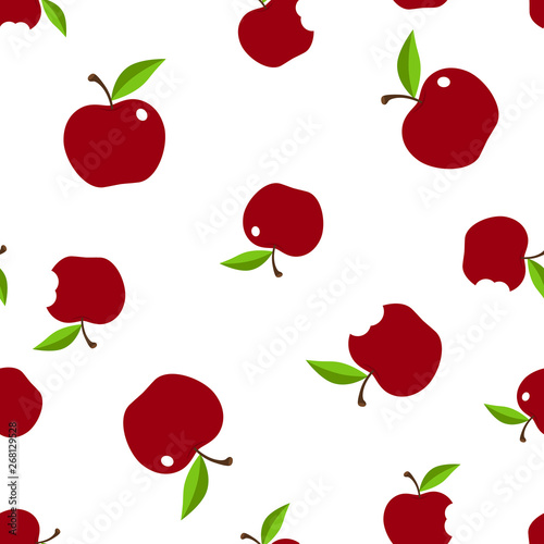 Fototapeta Naklejka Na Ścianę i Meble -  Fresh apple background. Seamless vector pattern with apple. Vector seamless pattern - Vector