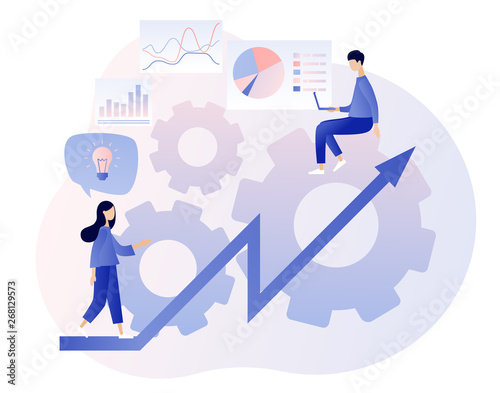 Business success. Flat cartoon style. Vector illustration
