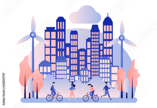 Urban ecology set. Zero Waste. Flat cartoon style. Vector illustration