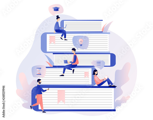 Online Education. Flat cartoon style. Vector illustration