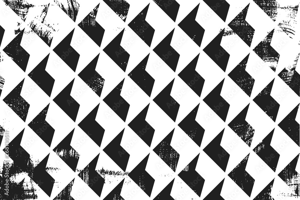Fototapeta premium Grunge abstract geometric pattern. Horizontal black and white backdrop.