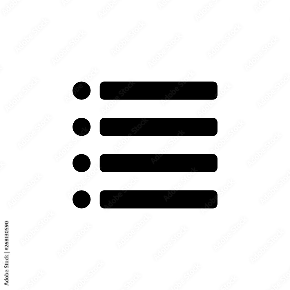 Bullet list vector border icon. This icon use for admin panels, website, interfaces, mobile apps Bullet list vector border icon. This icon use for admin panels, website, interfaces, mobile apps