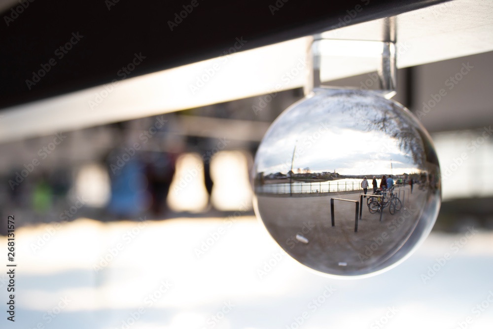 Moselle River in Germany through the glass ball Moselle River in Germany through the glass ball