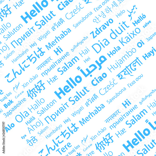 Hello word typography most of world languages, - Vector