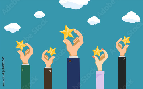 People keep rating stars in their hands. Customer feedback