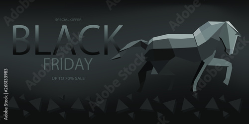 Sale black friday banner. Vector. polygonal origami design