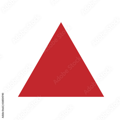 red triangle basic simple shapes isolated on white background, geometric triangle icon, 2d shape symbol triangle, clip art geometric triangle shape for kids learning