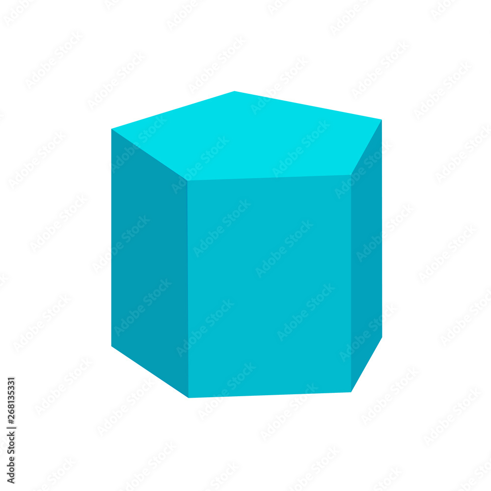 blue pentagonal prism basic simple 3d shape isolated on white ...