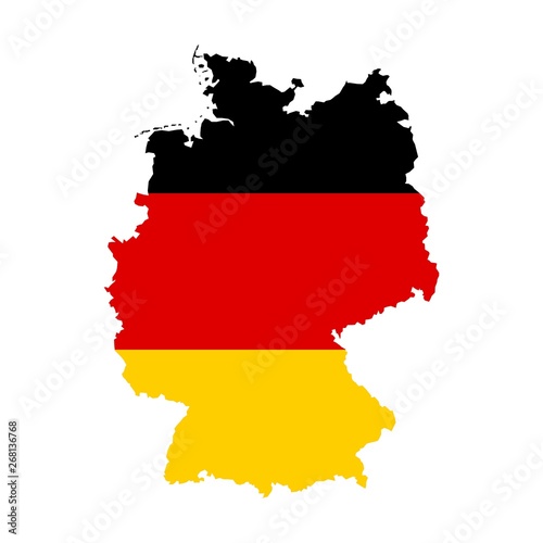 Fotografia Federal Republic of Germany map with the flag inside isolated on white