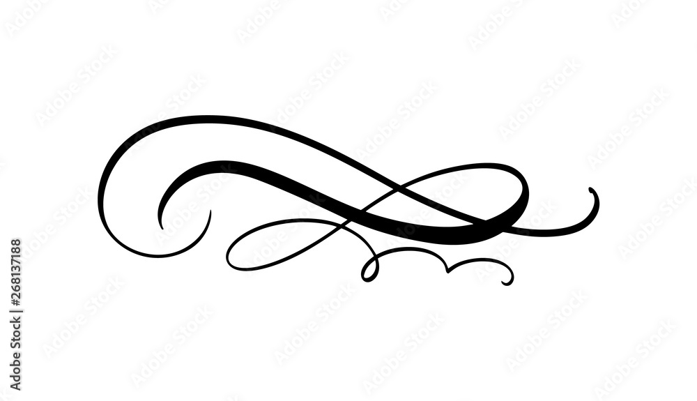 Vector calligraphy element flourish. Hand drawn divider for page decoration and frame design illustration swirl ornament. Decorative for wedding cards and invitations