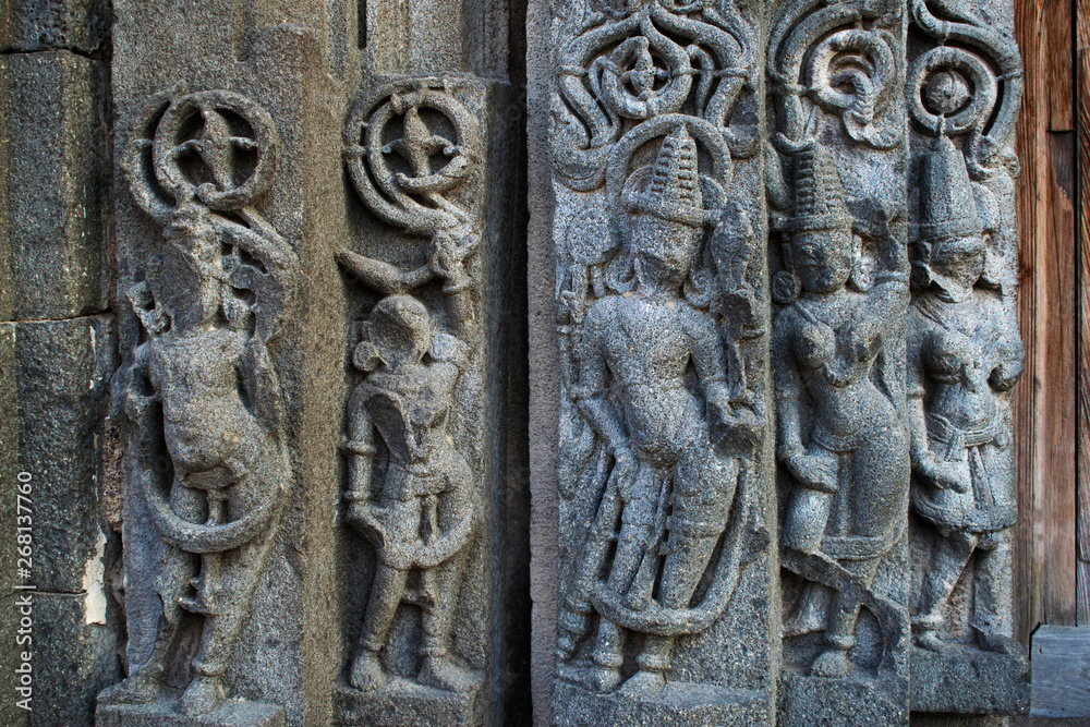 Ornamented Walls, Daitya Sudan temple, Lonar, Buldhana District, Maharashtra, India