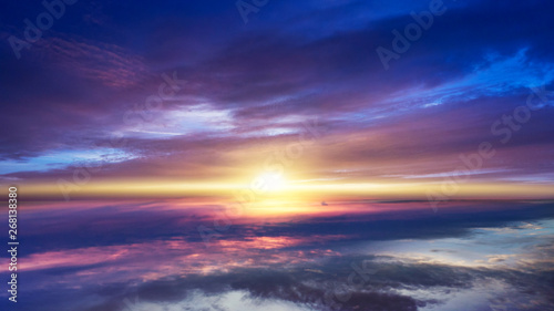 Fototapeta Naklejka Na Ścianę i Meble -   Beautiful heavenly landscape with the sun in the clouds 