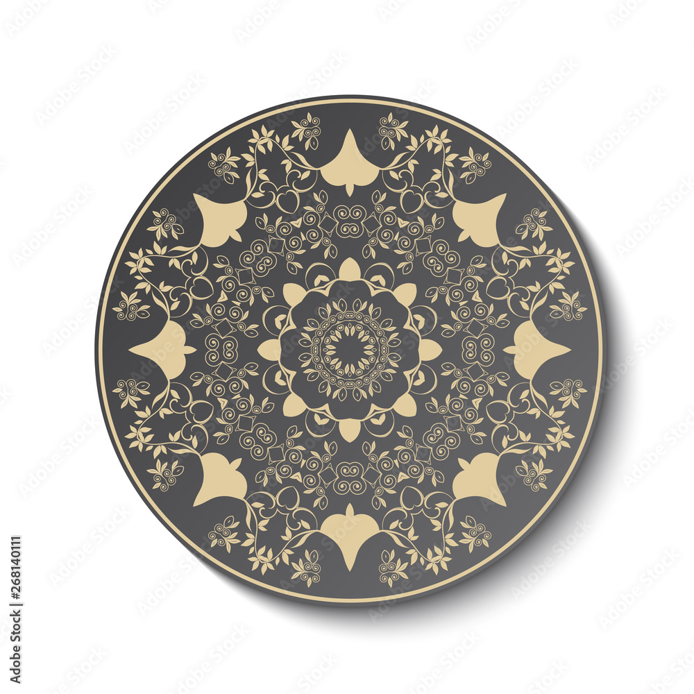 Plate with ornament in abstract style. Classic plate with ornament, great design for any purposes. Vector isolated illustration. Abstract vector background Plate with ornament in abstract style. Classic plate with ornament, great design for any purposes. Vector isolated illustration. Abstract vector background