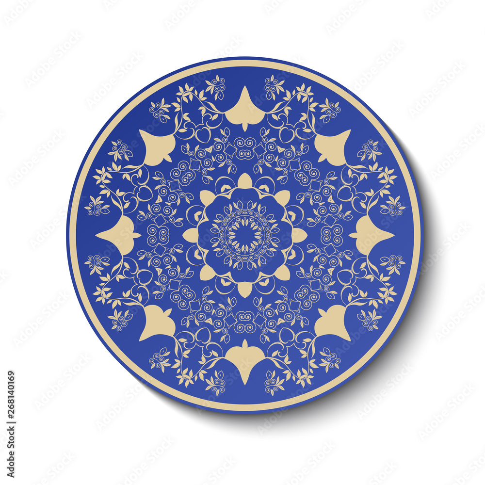 Plate with ornament in abstract style. Classic plate with ornament, great design for any purposes. Vector isolated illustration. Abstract vector background Plate with ornament in abstract style. Classic plate with ornament, great design for any purposes. Vector isolated illustration. Abstract vector background