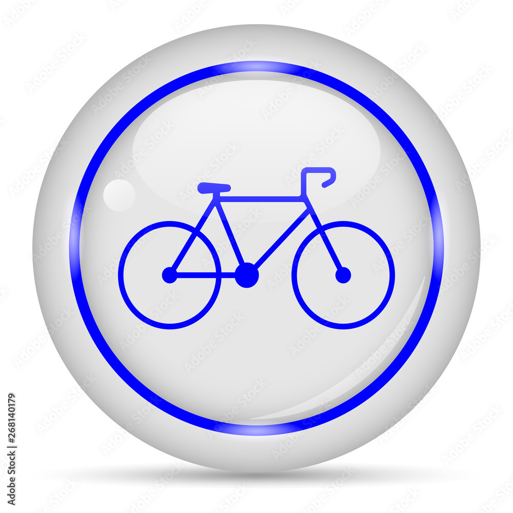 Bicycle icon. White glossy round vector icon in eps 10. Editable modern design internet button on white background. Bicycle icon. White glossy round vector icon in eps 10. Editable modern design internet button on white background.