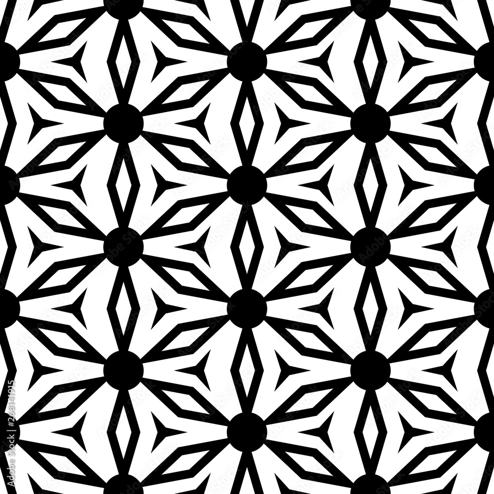 Seamless abstract floral pattern or background. White and black tileable texture Seamless abstract floral pattern or background. White and black tileable texture