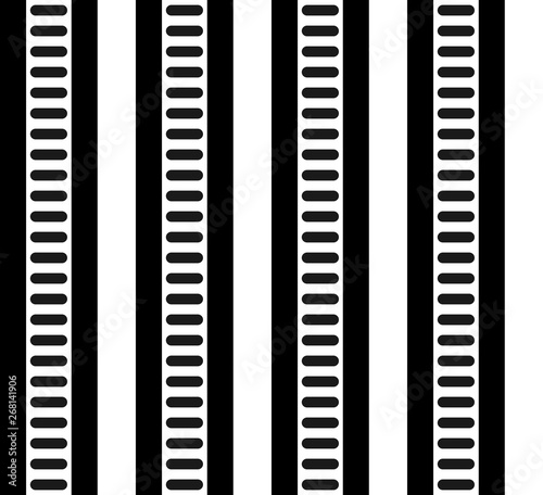 Stripe seamless pattern with black and white colored vertical stripes. Endless tiling