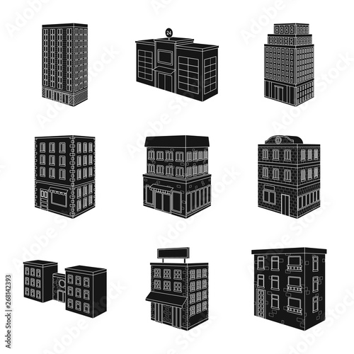 Vector design of architecture and estate sign. Collection of architecture and build stock symbol for web.