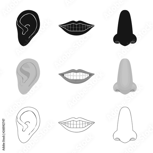 Vector design of body and part symbol. Collection of body and anatomy stock vector illustration.
