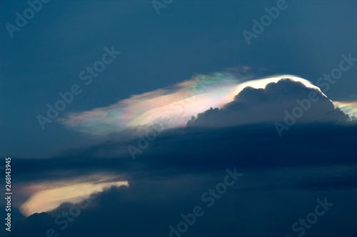 rainbow cloud on the blue sky