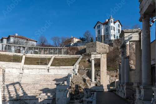 Ruins of Ancient Roman theatre of Philippopolis in city of Plovdiv, Bulgaria