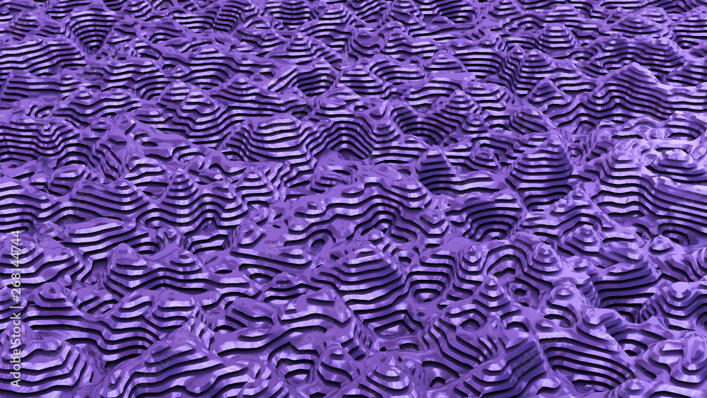 Purple metal background with lines. 3d illustration, 3d rendering.