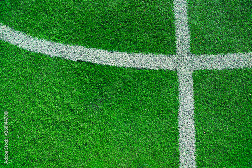 Football field grass with chalk line, sport background