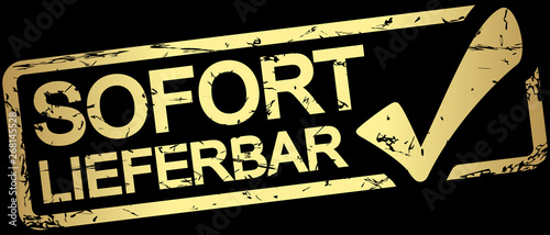 gold stamp with text sofort lieferbar