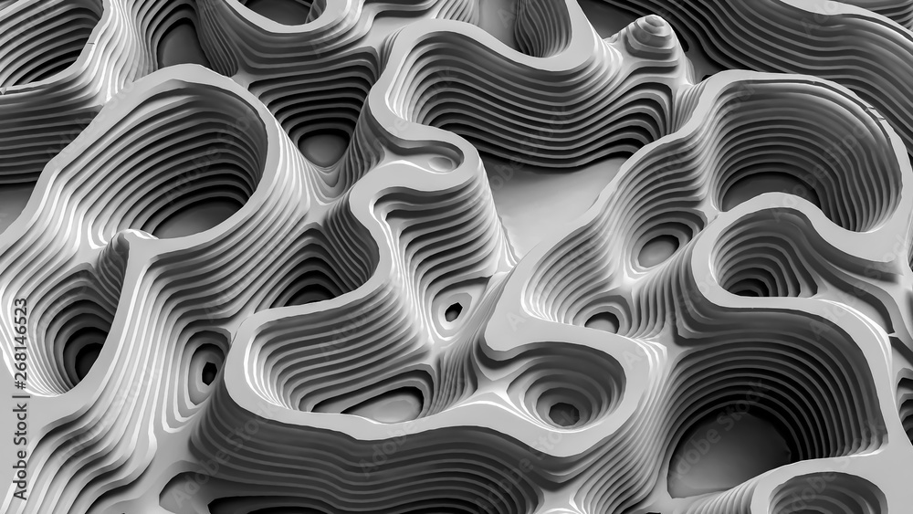 Beautiful white relief texture background. 3d illustration, 3d rendering.