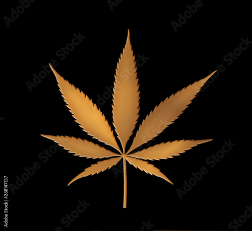 Cannabis leaf in gold