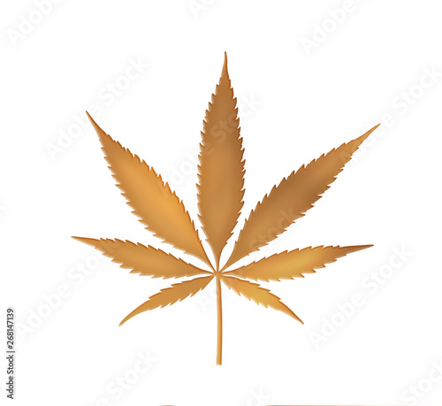 Cannabis leaf in gold