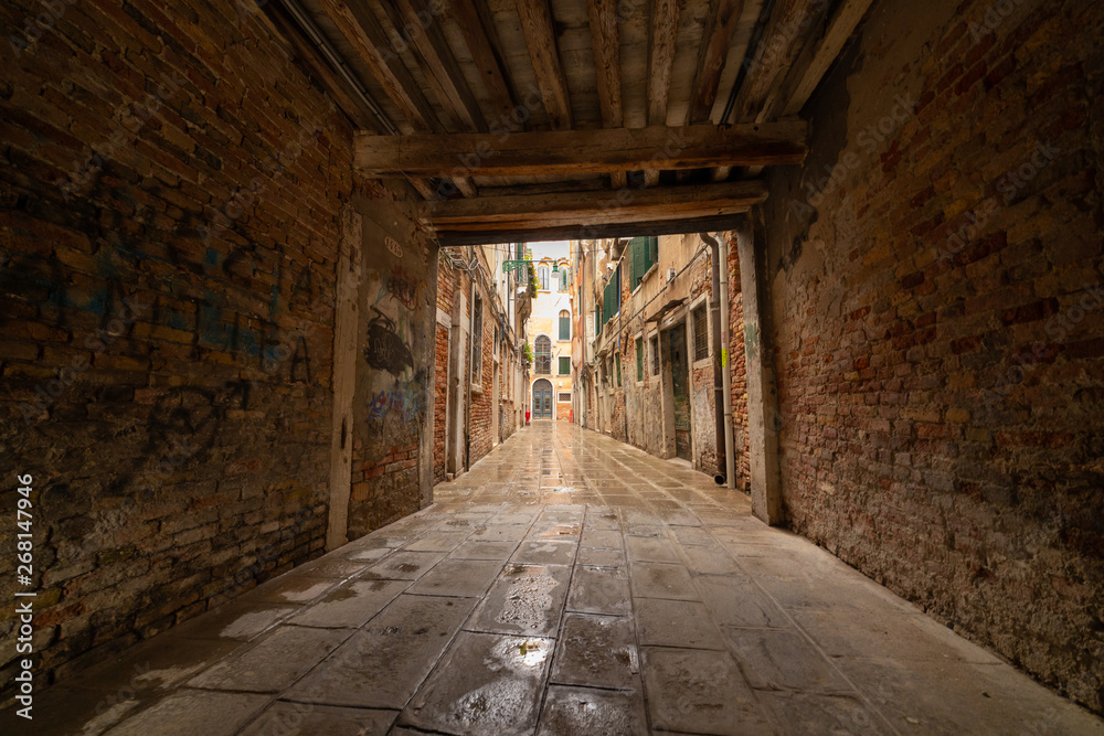 Italian streets. Old walls made of bricks Italian streets. Old walls made of bricks