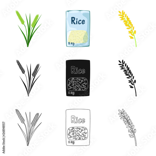 Isolated object of crop and ecological sign. Collection of crop and cooking stock symbol for web.