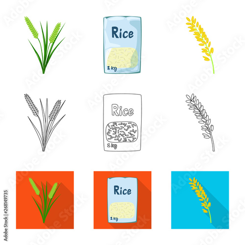 Vector illustration of crop and ecological sign. Collection of crop and cooking stock vector illustration.