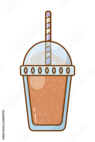 Frozen drink cup with straw isolated