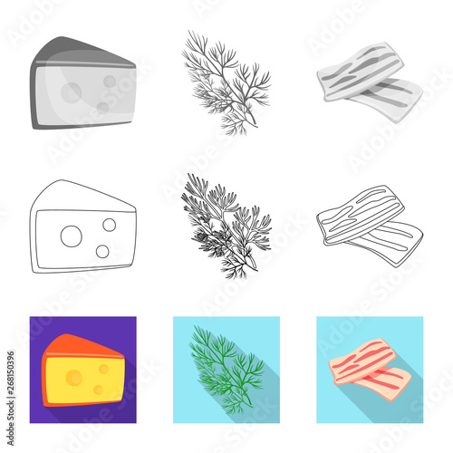 Vector illustration of taste and product icon. Set of taste and cooking stock vector illustration.