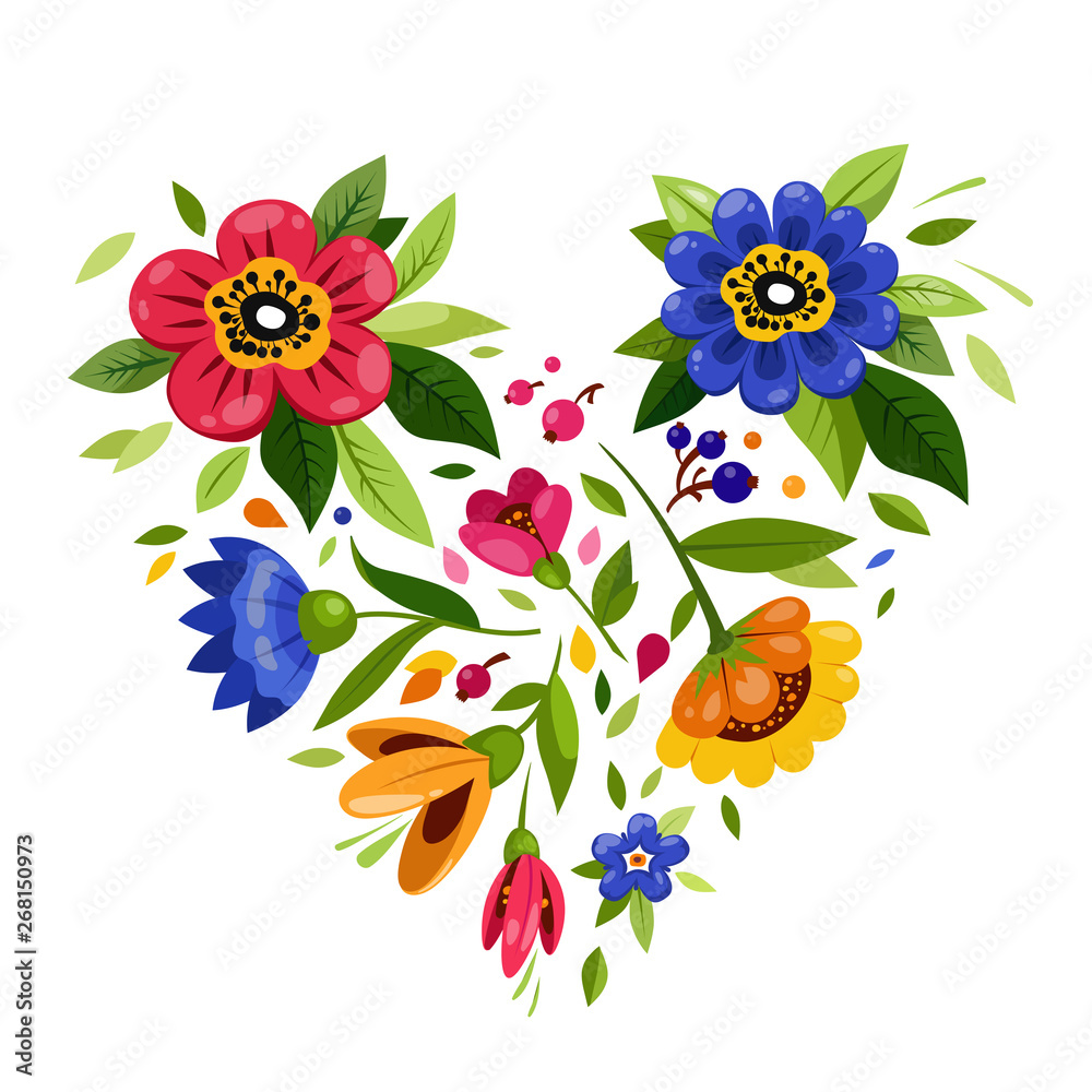 Flower heart. Heart from flowers. Symbol of love Flower heart. Heart from flowers. Symbol of love