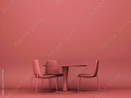 Furniture mock up on a red background. -3d render.