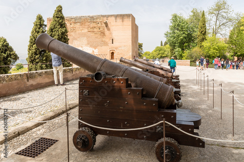 Free transit areas in the outdoor gardens of the Alhambra in Granada, Spain