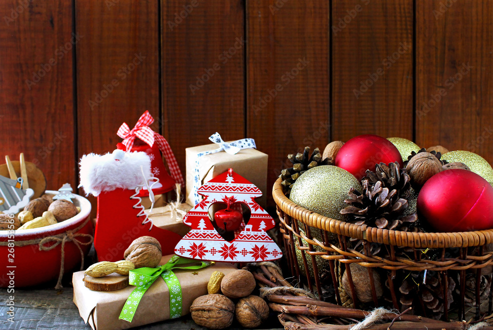 happy magic holiday merry christmas new year rustic background