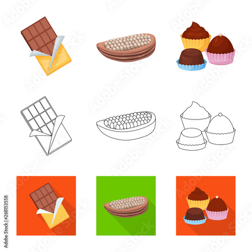 Vector illustration of food and yummy symbol. Collection of food and brown   stock symbol for web.