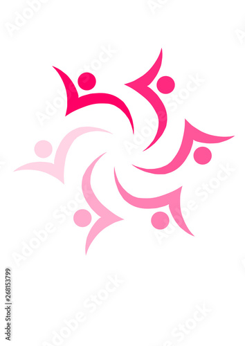 Template vettoriale logo unione comunità Pink