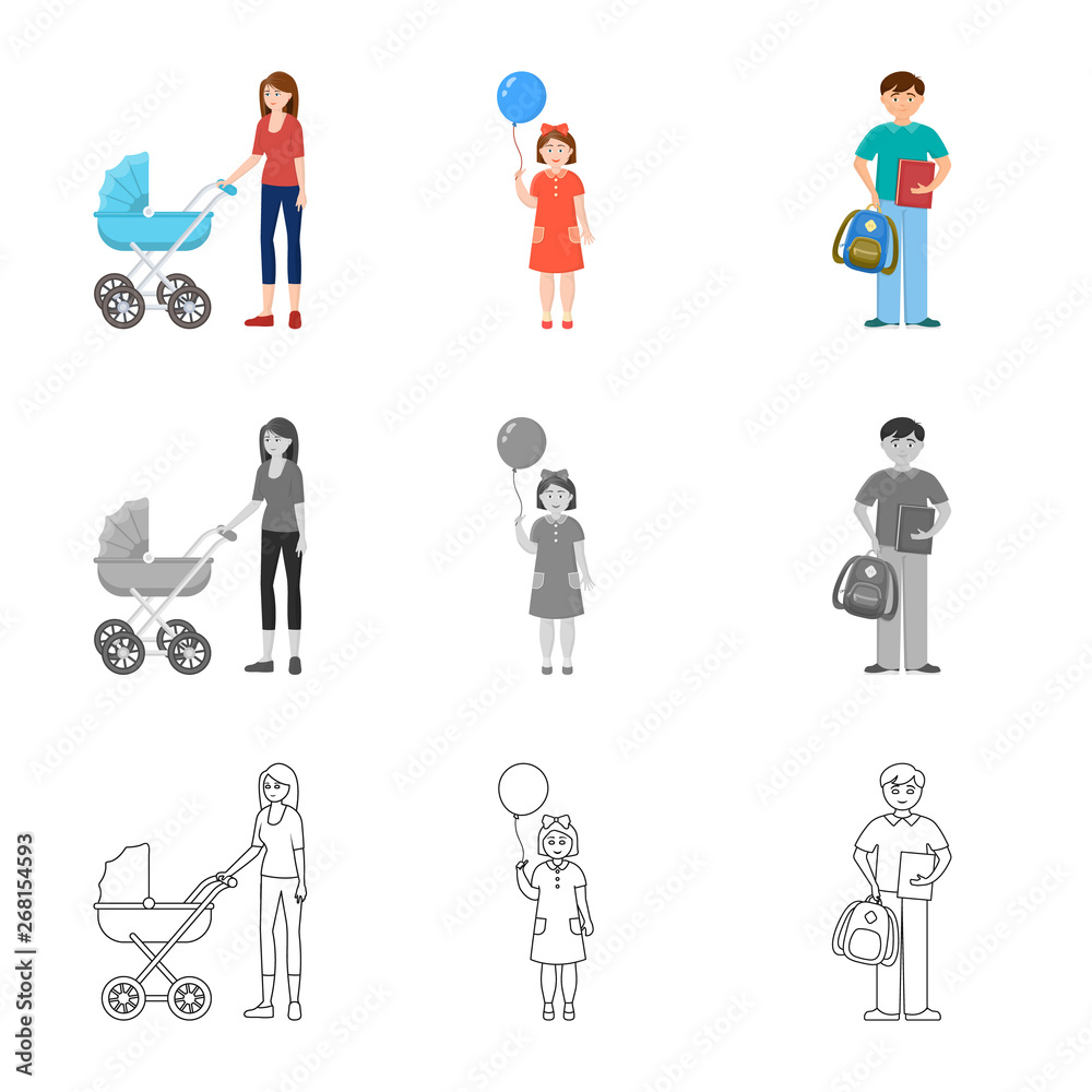 Vector illustration of character and avatar logo. Set of character and portrait vector icon for stock. Vector illustration of character and avatar logo. Set of character and portrait vector icon for stock.