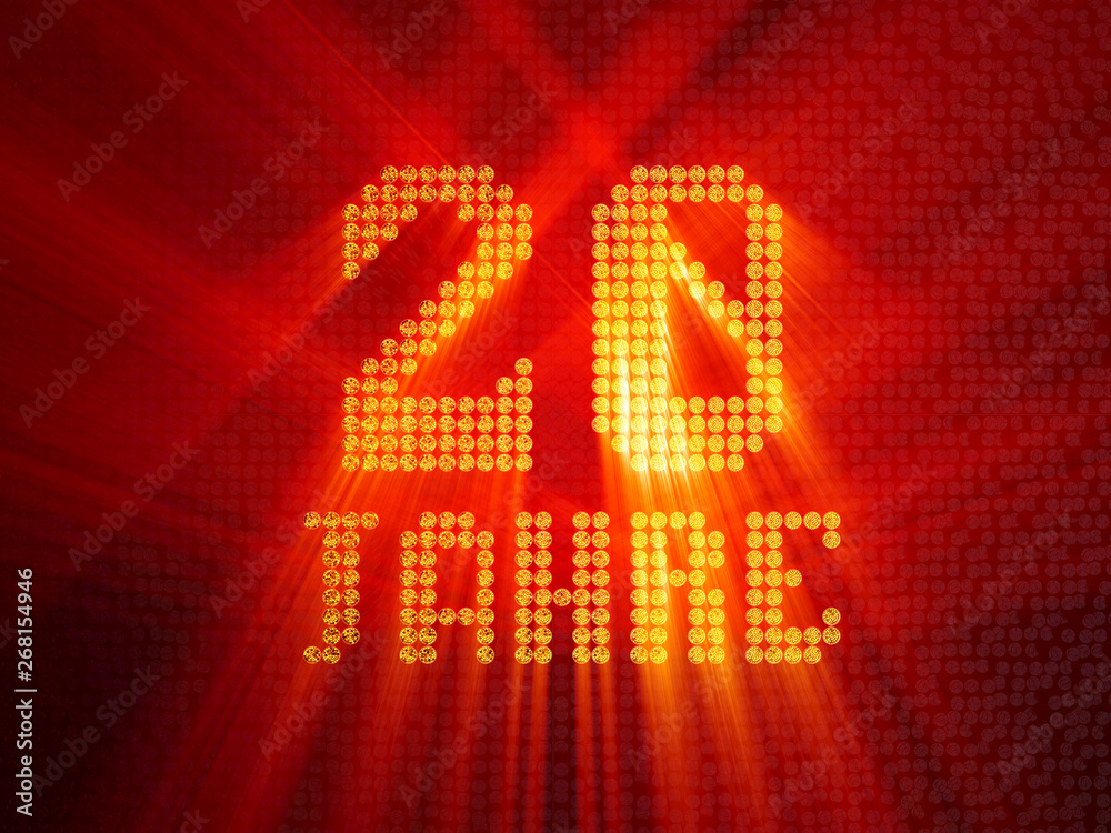 German golden number twenty years. 3D render German golden number twenty years. 3D render