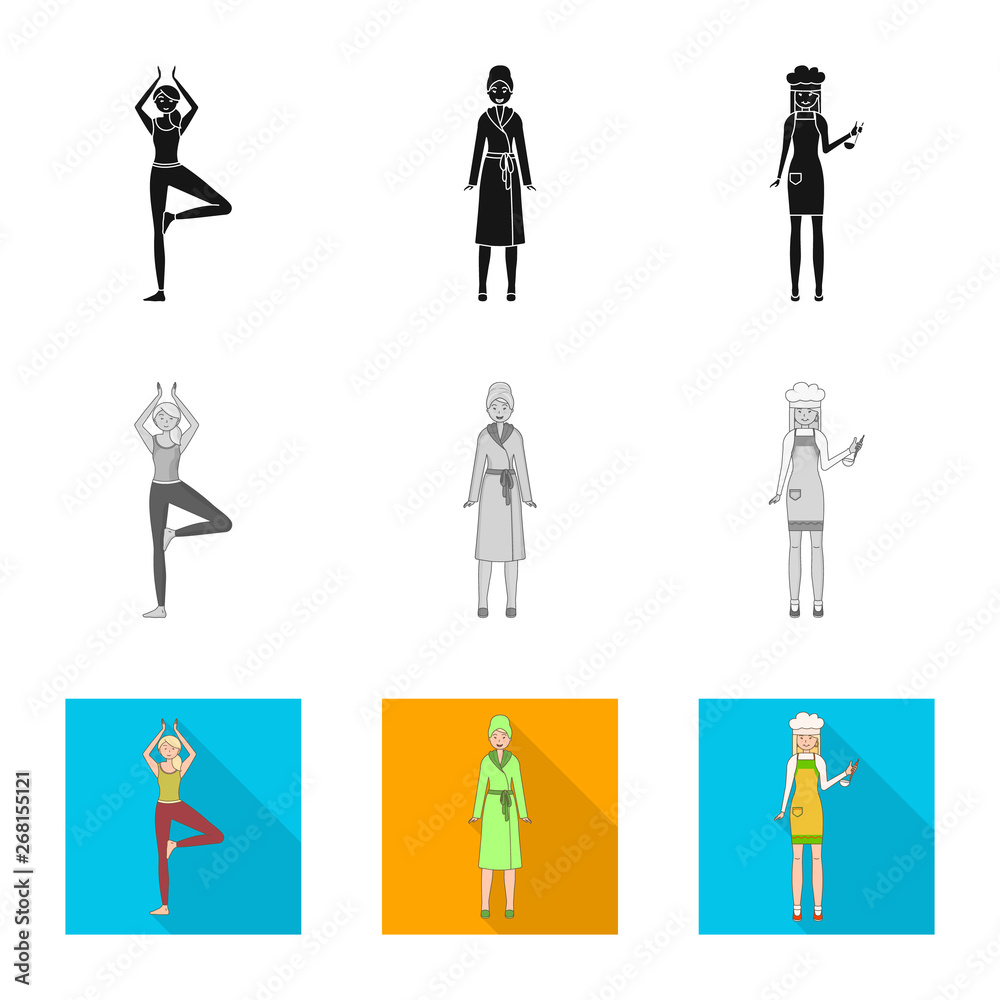 Vector design of posture and mood sign. Set of posture and female stock symbol for web. Vector design of posture and mood sign. Set of posture and female stock symbol for web.